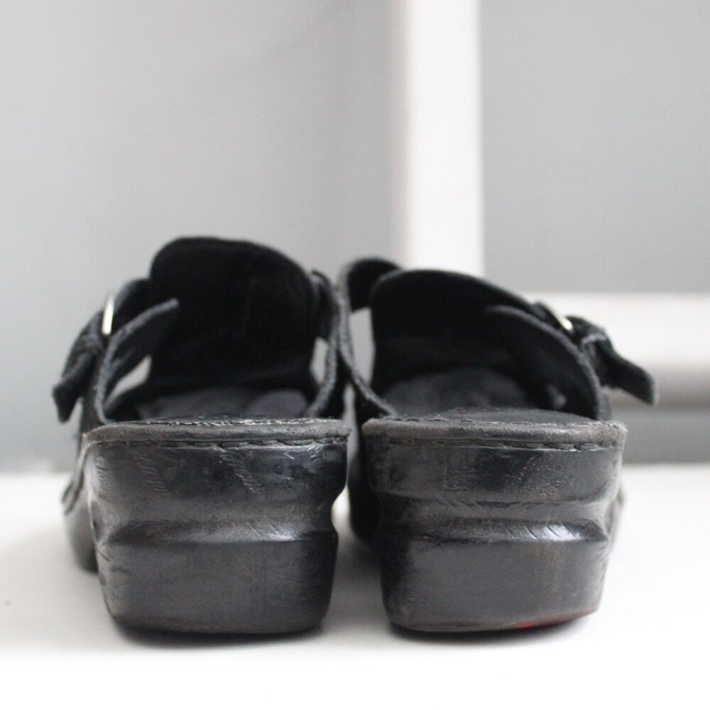 Born Concept Womens Black Platform Buckle Slip-On Mules Size 8 - Picture 3 of 6